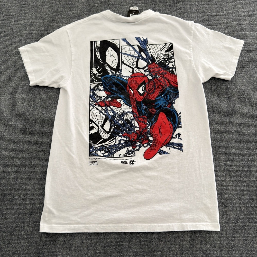 HUF x Marvel Spider-Man Graphic T-Shirt White Mens Medium Fits M Comic